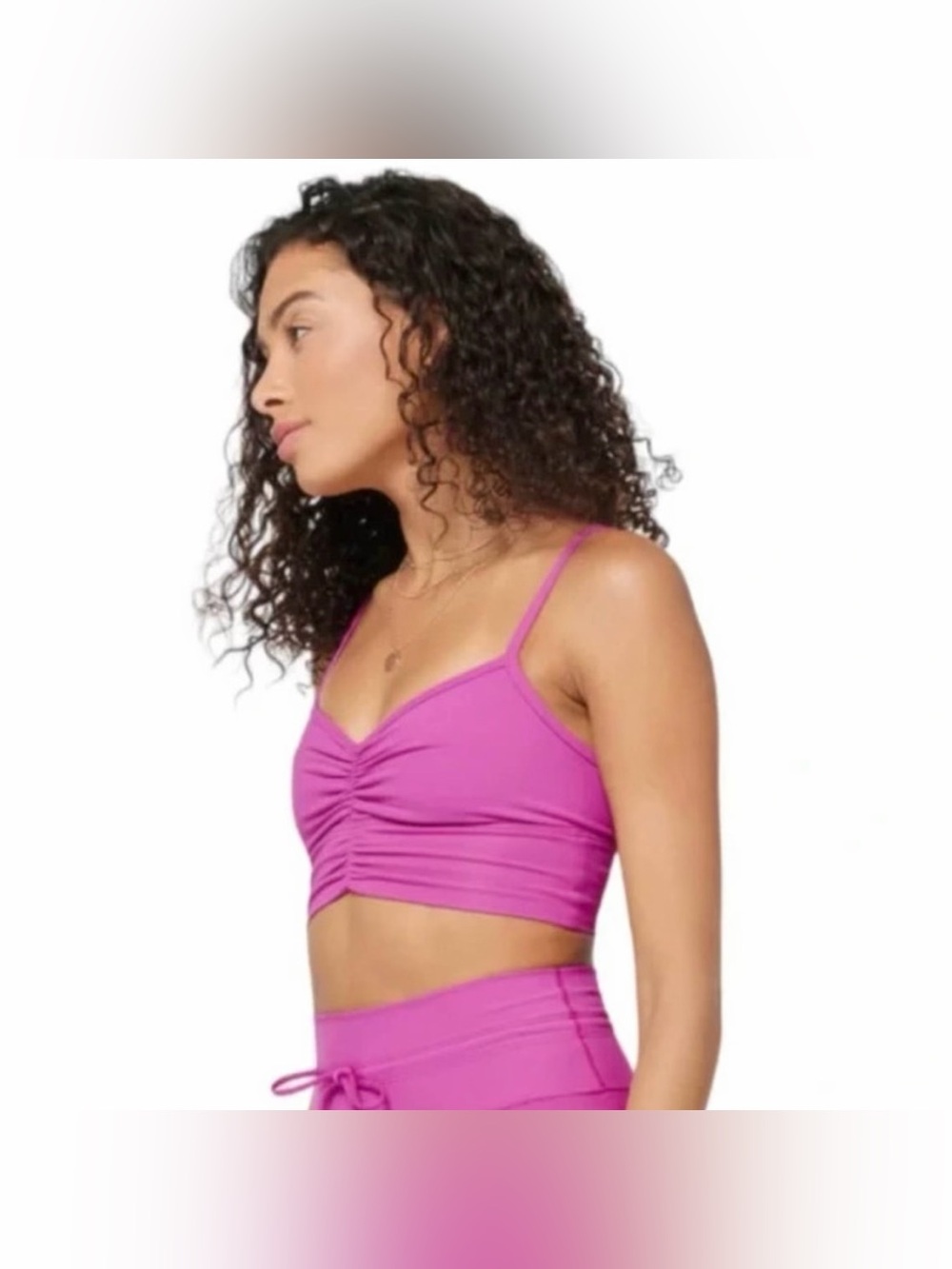 Revolve L*Space Soren Top Ribbed Ruched Front Berry Small - Picture 6 of 6